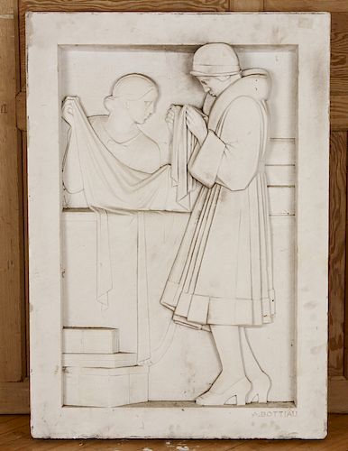ART DECO MARBLE RELIEF CARVED