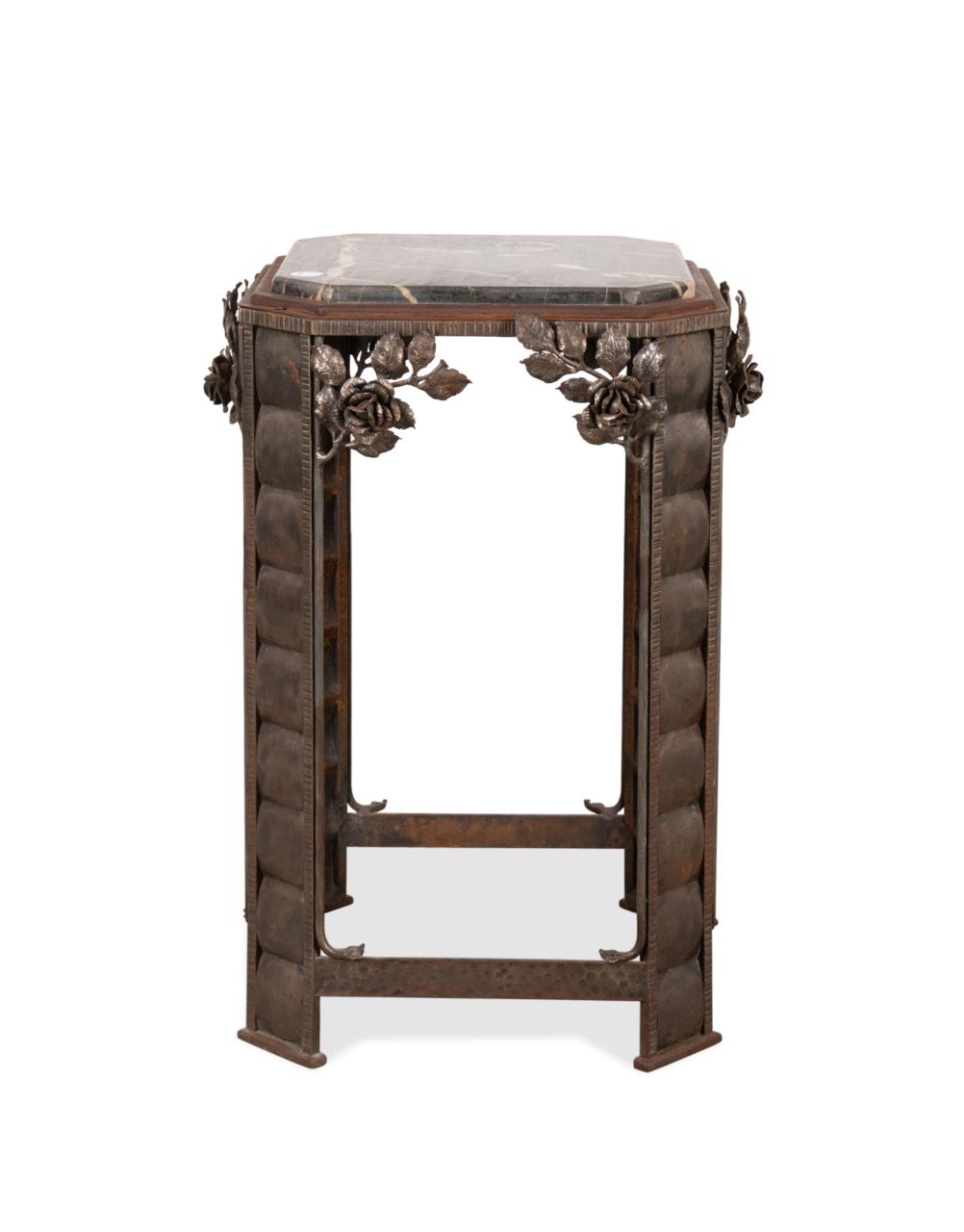 ART DECO MARBLE TOP IRON TABLE C.