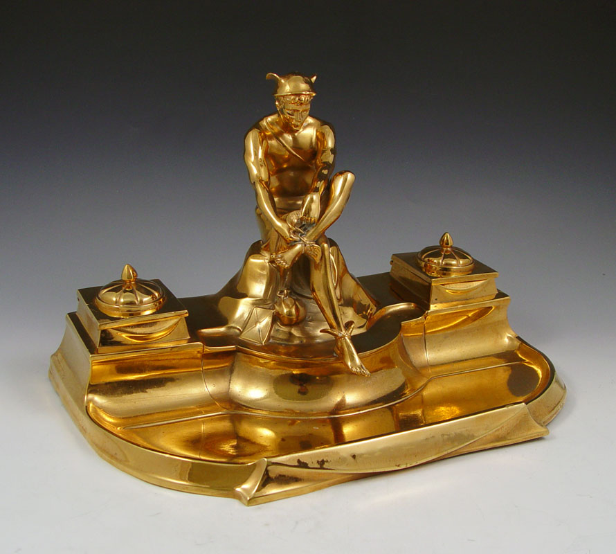 ART DECO MERCURY INKWELL: Gold