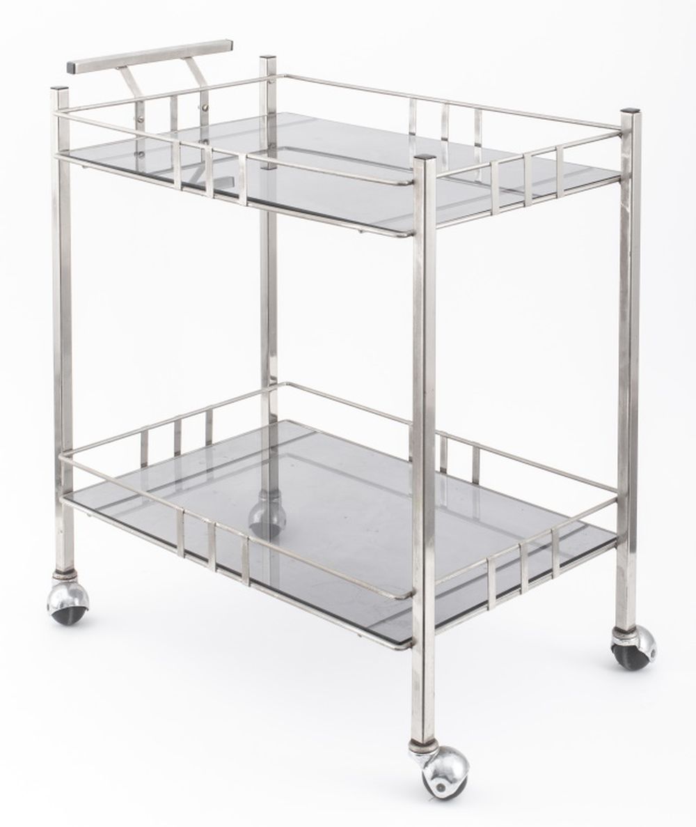 ART DECO METAL & GLASS BAR CART Art