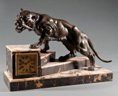 ART DECO METAL, MARBLE AND ONY