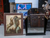 ART DECO MIRROR & FOUR FRAMED