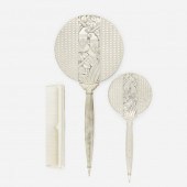Art Deco. mirror, hairbrush, a