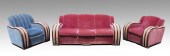ART DECO MOHAIR SOFA AND 2 CHA