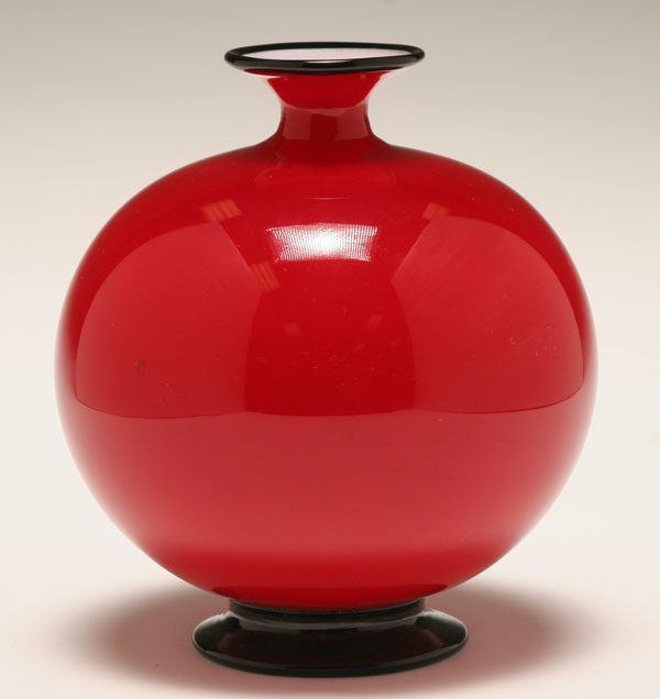 Art Deco Murano red cased art glass