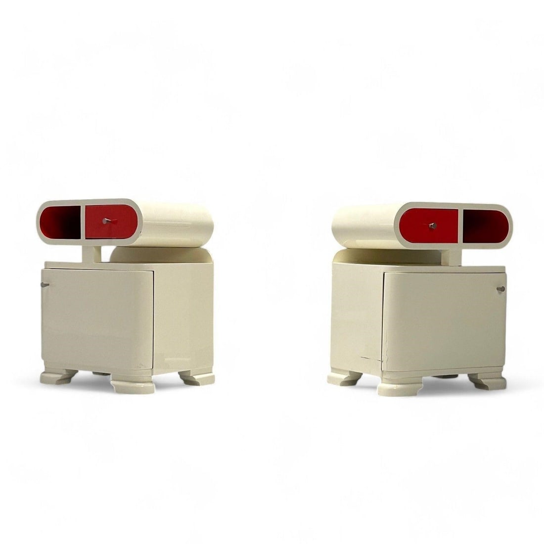 ART DECO NIGHTSTANDS, LACQUER,
