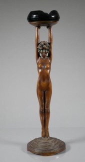 ART DECO NUDE BRONZED ASH TRAY
