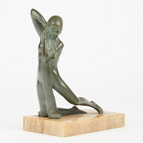 ART DECO NUDE IN REPOSE BRONZE