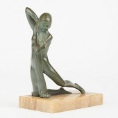 ART DECO NUDE IN REPOSE BRONZE