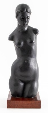 ART DECO NUDE WOMAN TORSO SCUL