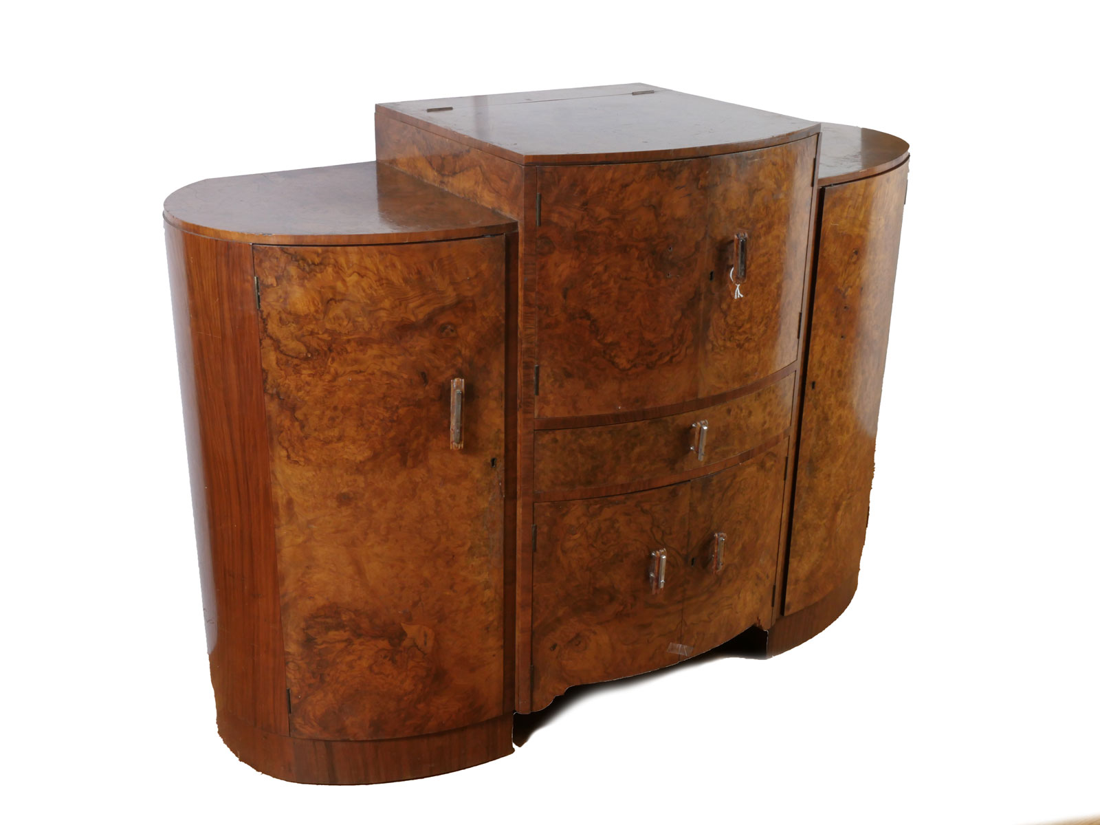 ART DECO OLIVE BURLWOOD BAR: 6