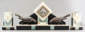 ART DECO ONYX & MARBLE CLOCK G