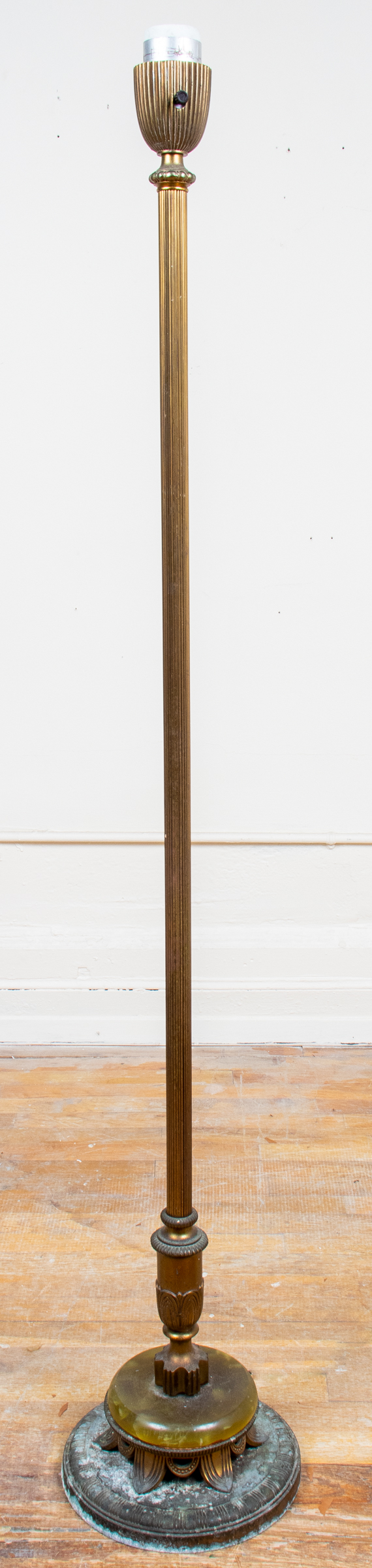 ART DECO ONYX & METAL FLOOR LAMP
