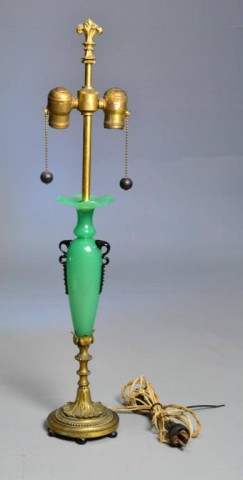 ART DECO OPALINE LAMP WITH BRASS