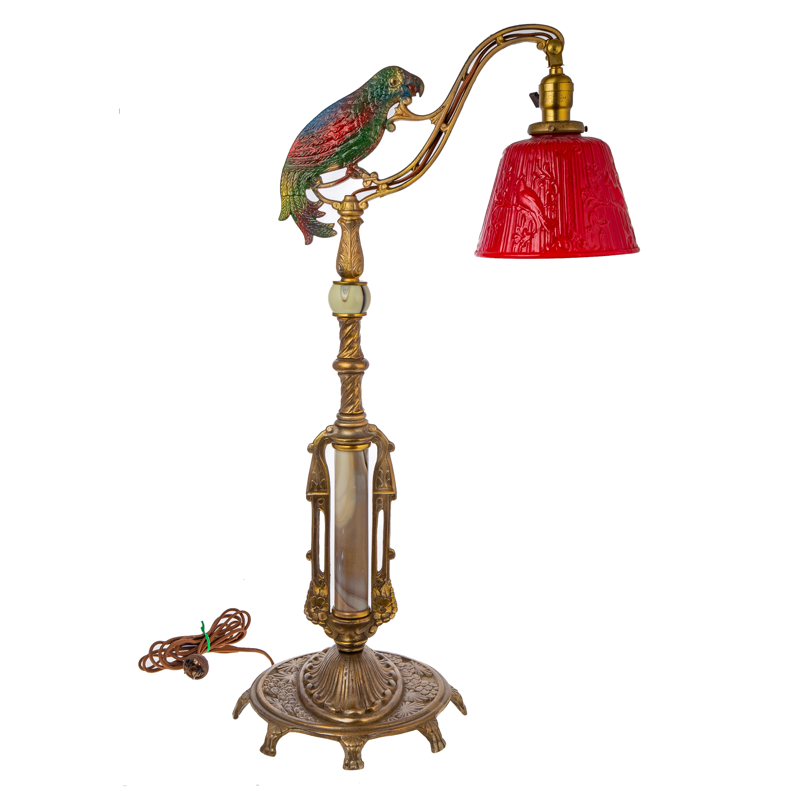 ART DECO PARROT LAMP & GLASS