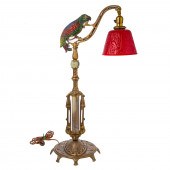 ART DECO PARROT LAMP & GLASS S