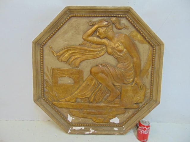 ART DECO PLASTER PLAQUE, BATHING