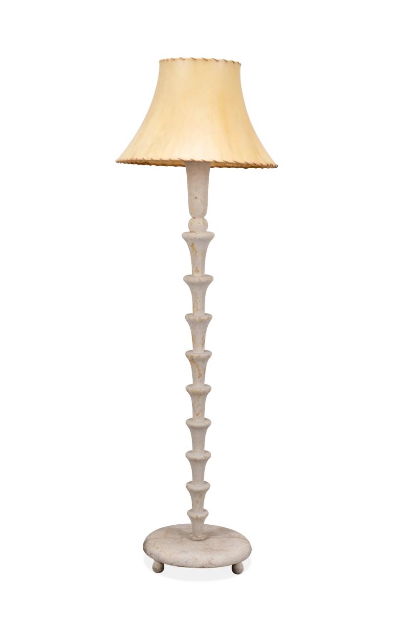 ART DECO PLASTER & WOOD FLOOR LAMP,