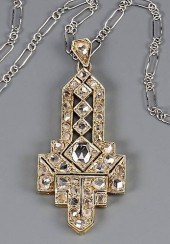 ART DECO PLAT/18K DIAMOND PEND