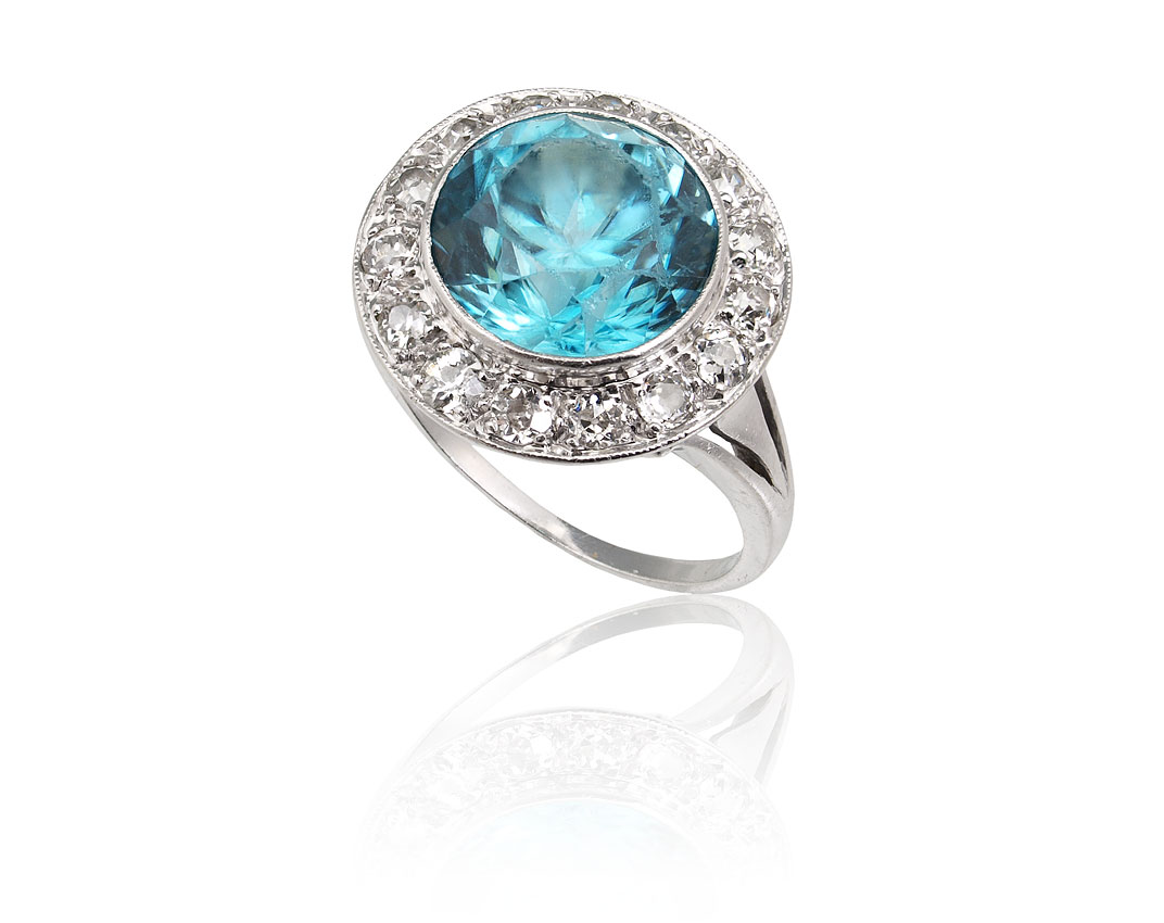 ART DECO PLATINUM BLUE ZIRCON &
