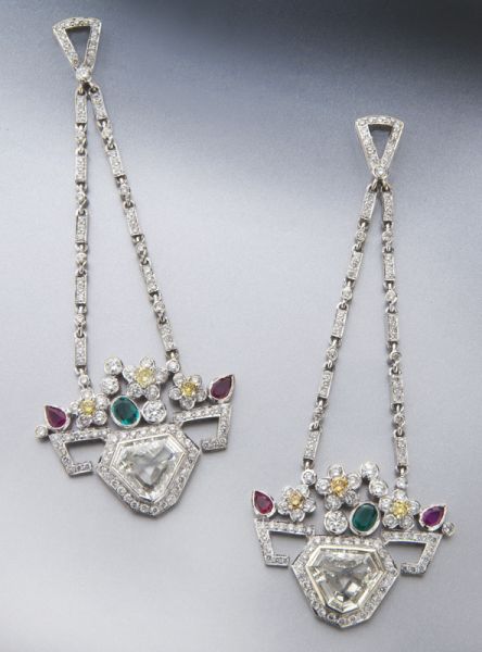 Art Deco platinum diamond emerald