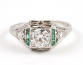 ART DECO PLATINUM DIAMOND ENGA