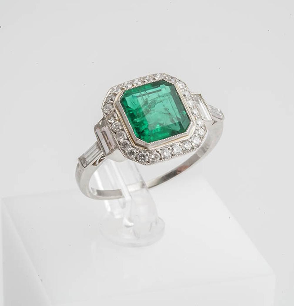ART DECO PLATINUM, EMERALD AND