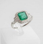 ART DECO PLATINUM, EMERALD AND