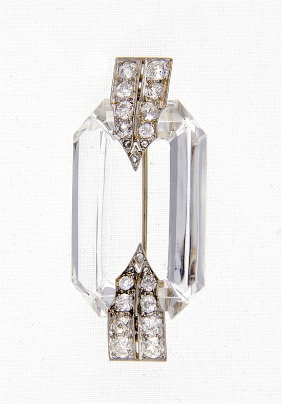Art Deco platinum rock crystal