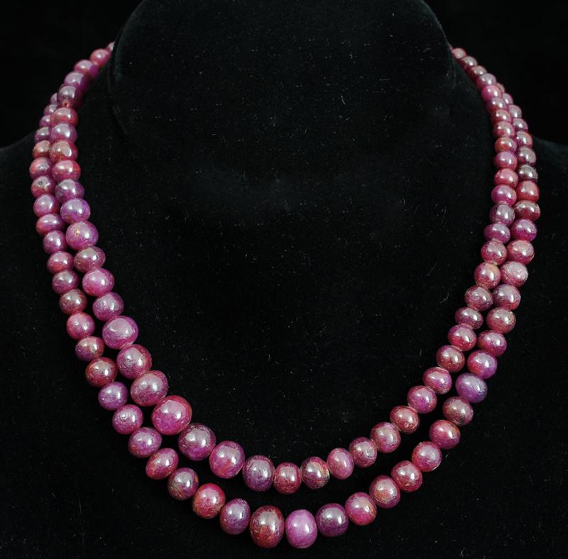 ART DECO PLATINUM RUBY BEAD AND