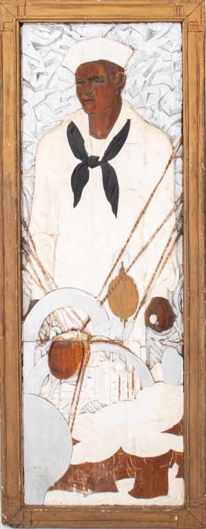 ART DECO POLYCHROMED LARGE WOOD