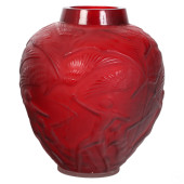 ART DECO RED GLASS ARCHERS VAS