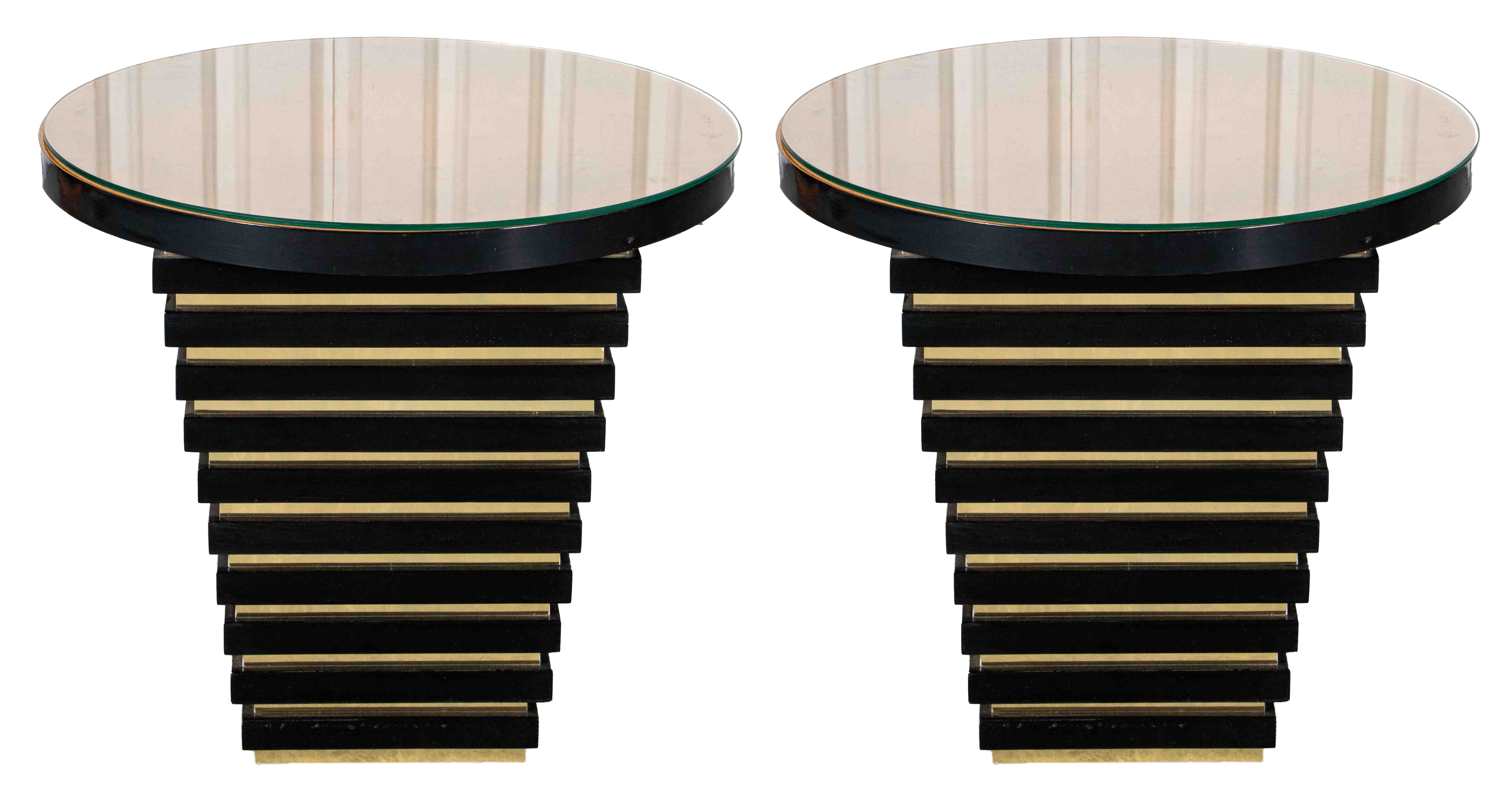 ART DECO REVIVAL ROUND SIDE TABLES,