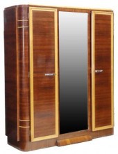 ART DECO ROSEWOOD & MAPLE MIRR