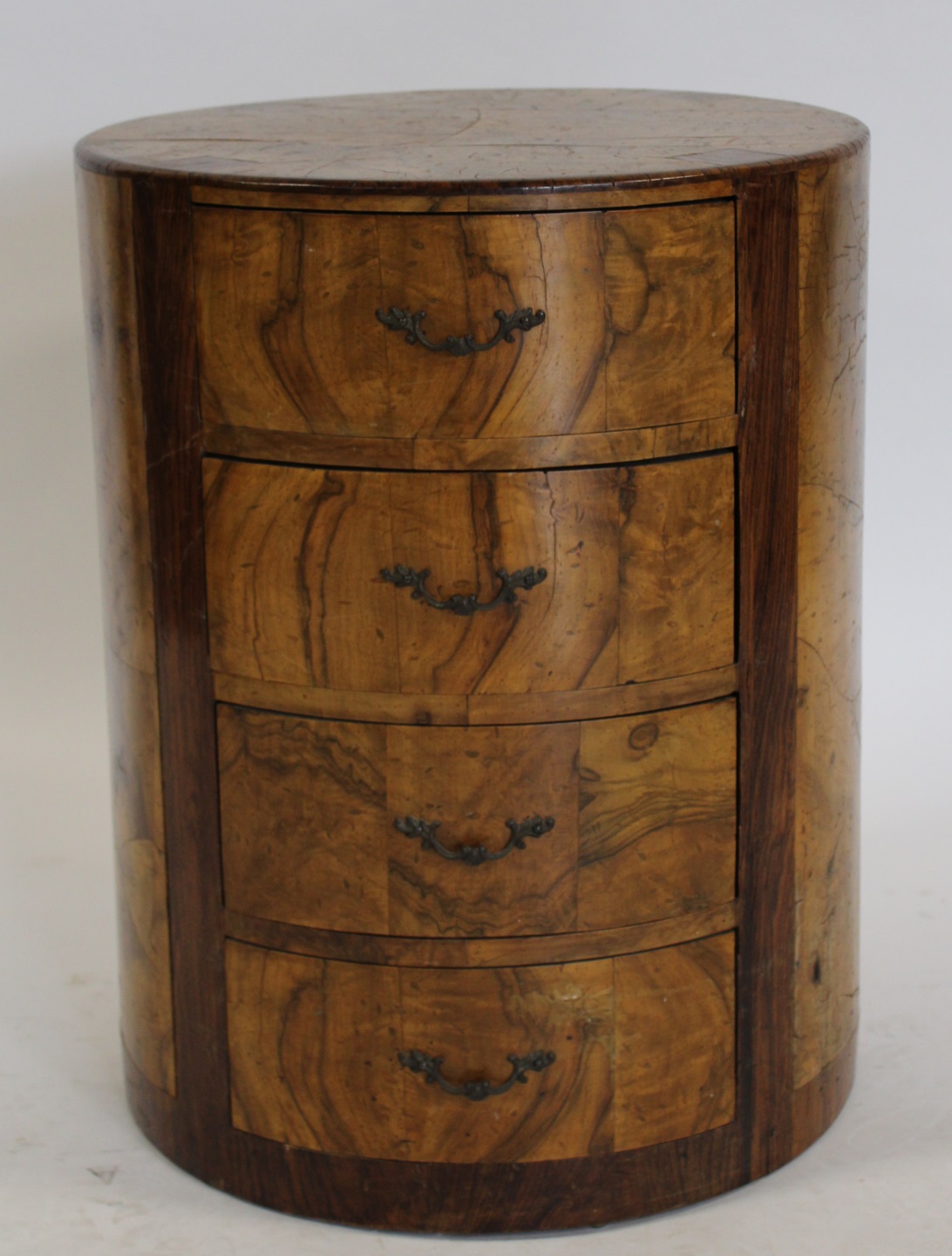ART DECO ROUND WALNUT 4 DRAWER
