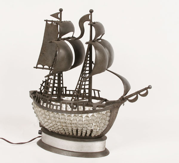 Art Deco sailing ship/frigate lamp;