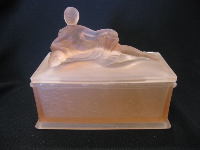Art Deco Satin Glass Dresser Box