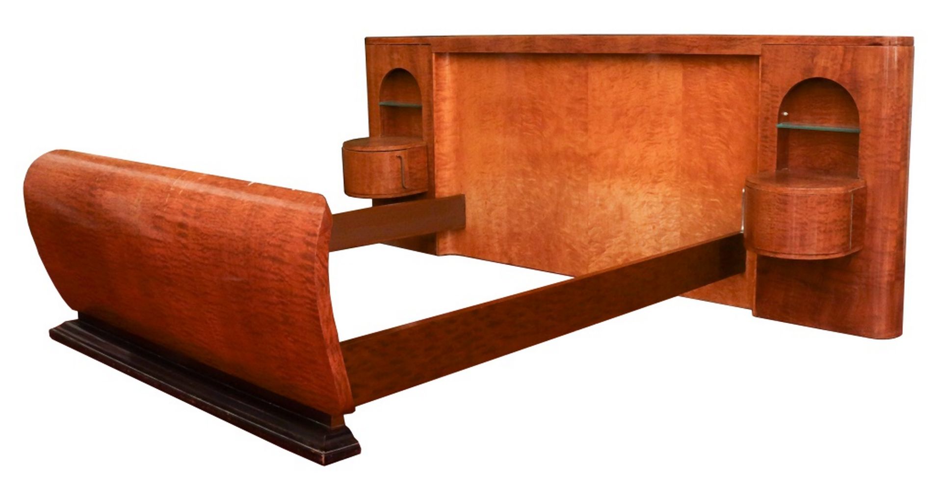 ART DECO SATINWOOD BED WITH TABLE