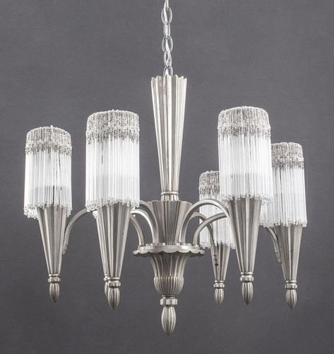 ART DECO SILVERED BRONZE 6 ARM