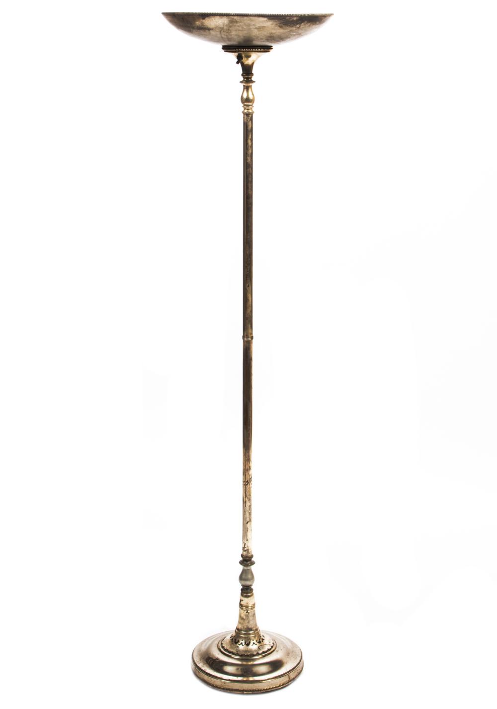 ART DECO SILVERED METAL TORCHERE