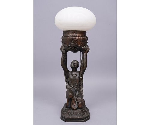 ART DECO SPELTER METAL LAMPArt Deco