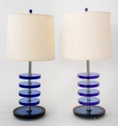 ART DECO STACKED BLUE GLASS DI
