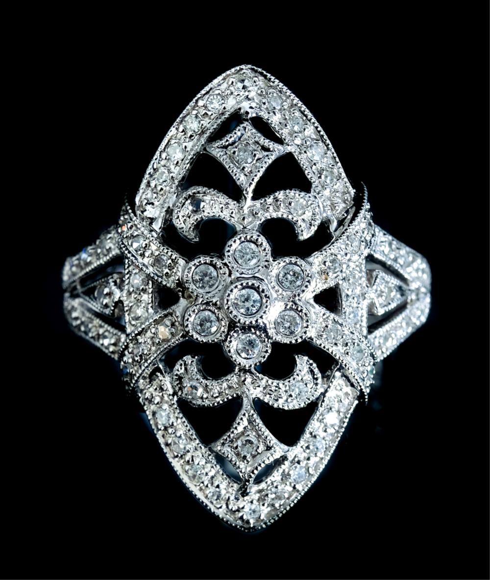 ART DECO STYLE 14K WG & DIAMOND
