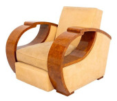 ART DECO STYLE ASH BURL UPHOLS
