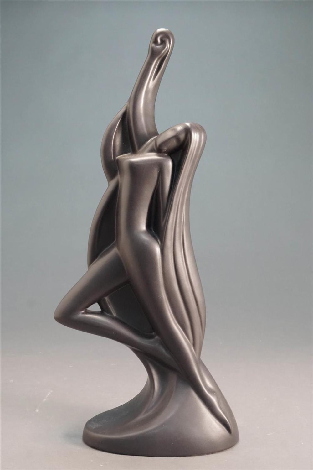 ART DECO STYLE BLACK CERAMIC FEMALE