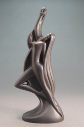 ART DECO STYLE BLACK CERAMIC F