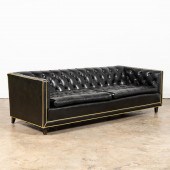 ART DECO STYLE BLACK LEATHER T