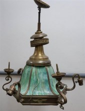 ART DECO STYLE BRASS AND GREEN