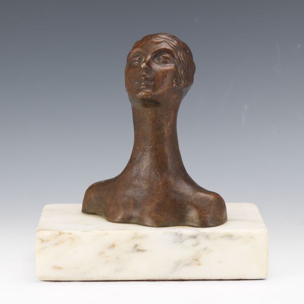 ART DECO STYLE BRONZE BUST  7 ½"