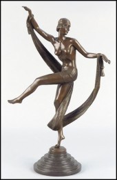 ART DECO STYLE BRONZE FEMALE F